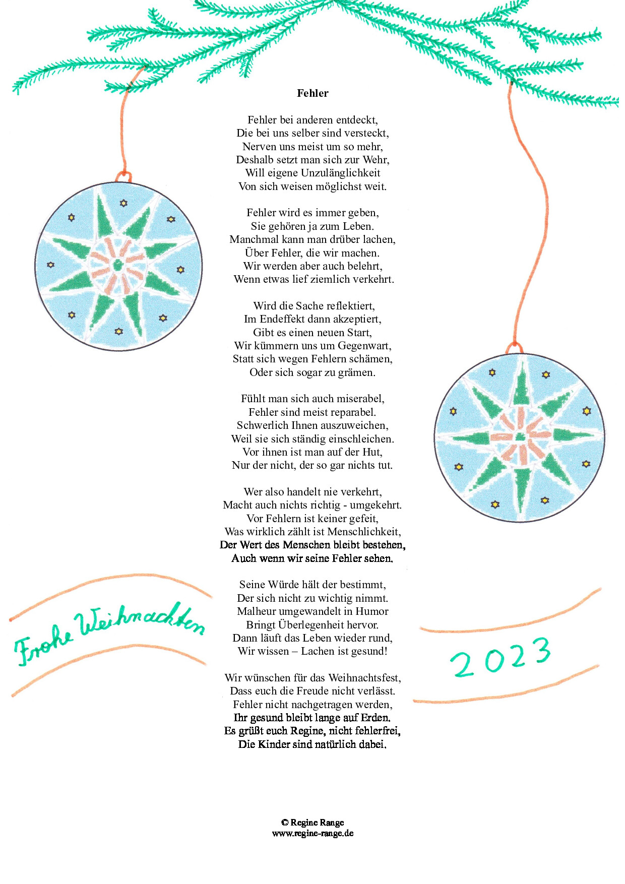 Weihnachtsgedicht Fehler aus dem Jahr 2023.